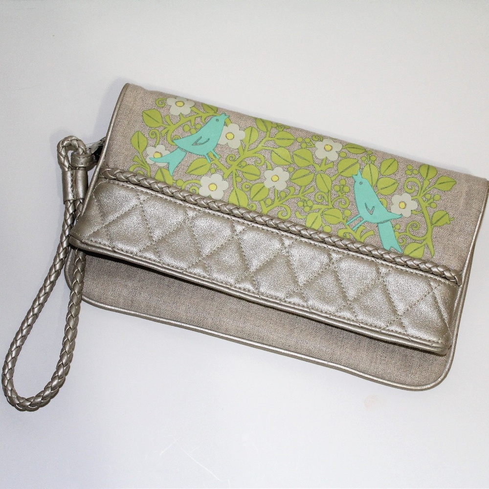 NWOT Vera Bradley Fold Over Wristlet/Clutch Gold